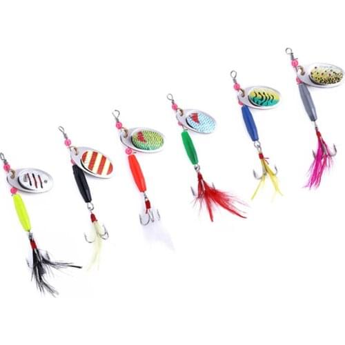 6Pcs Spinner Bait Spoon Metal Fishing Lures Set Rotating Fishing Tackle Sequin Spoon Wobbler Bass Mixed Size Spinnerbait