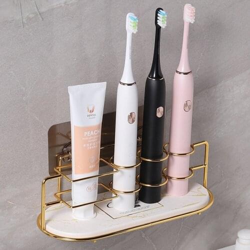 Wall Mounted Metal Electric Toothbrush Holder Rack Fashion Bathroom Accessories Storage With Absorbent Pad Stand For Toothbrush