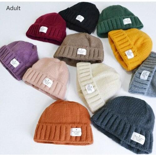 New Winter Warm Beanie Men Women Hat Unisex Fashion Casual Bonnet Solid Applique Woolen Yarn Crochet Knit Hat Cap Accessories