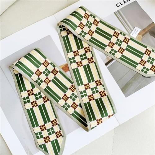 2021 New Arrival Ribbon Scarf 100% Twill Silk Headband Hairband Bag Hat Scarf 90*5cm