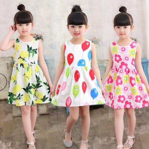 2-7 Years Cotton Girls Polka-Dot Dress 2021 Summer SleevelessFlower Clothing Kids Baby Princess Dresses Children Clothes