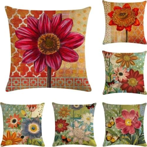 Pillowcovers Flower Series Printed Pillowcase Farmhouse Style Decorative Throw Cushion Cover Sofa Livingroom Home Decor 45*45cm