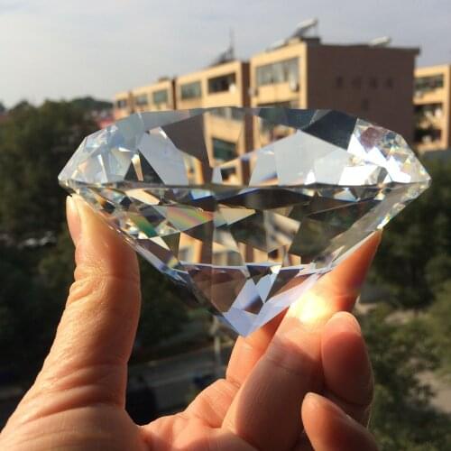 Valentines Day Gift 80mm Clear Quartz Crystal Glass Diamond Paperweight Feng Shui Craft Wedding Party Decoration Supplies