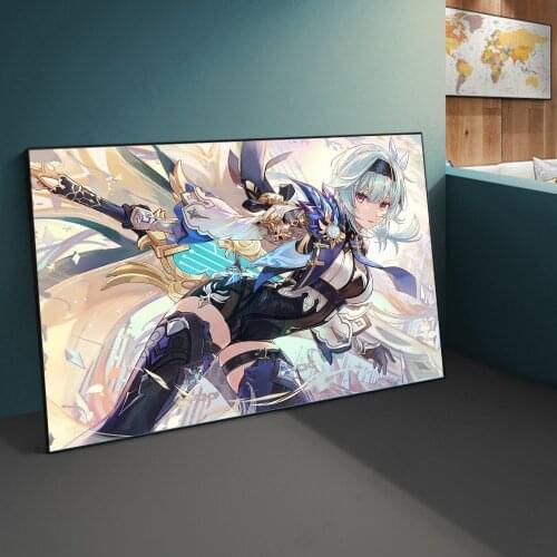 Genshin impact Game poster Vengeance Knight eula home decor hd painting wall painting bedroom anime Study Bedroom Bar Cafe Wall