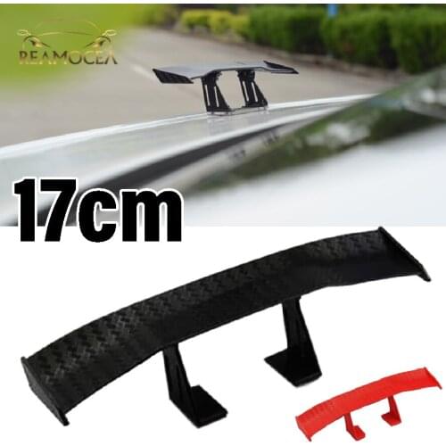 Reamocea 17cm Car Styling Tail Wing Decoration Univeral Carbon Fiber Look GT Tiny Mini Racing Rear Small Wing Spoiler Sticker