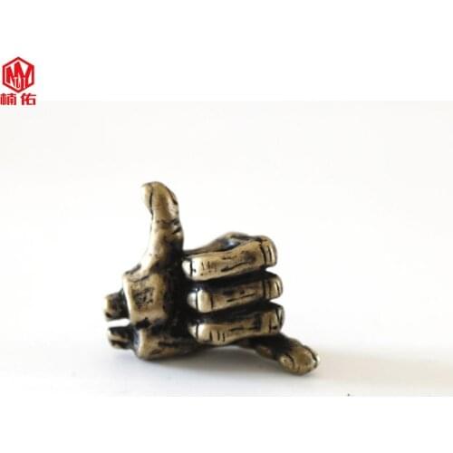 Retro Brass Knife Beads Hip Hop International Gesture Knife Pendant DIY Paracord Pendant EDC Car Key Pendant