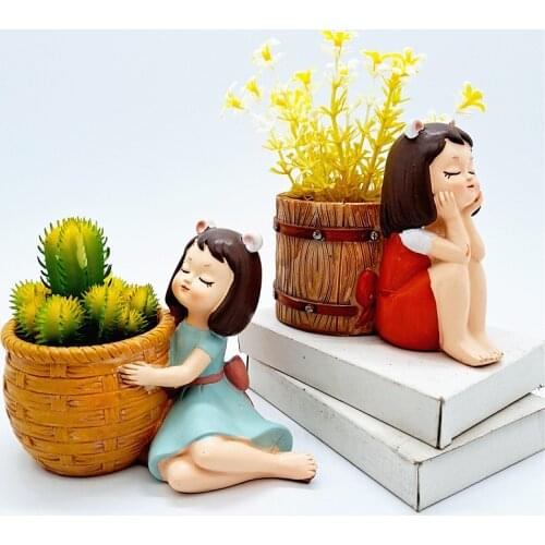 Silicone Girl Flower Pot Mold Resin Plaster Candle Concrete Crystal Epoxy Mold DIY Handmade
