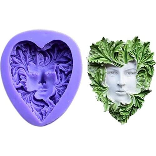 Silicone Mold Girl Leaf Face Shape Silicone Cake Soap Plaster Epoxy Resin Casting Mold Fairy Rattan Face Resin Molds