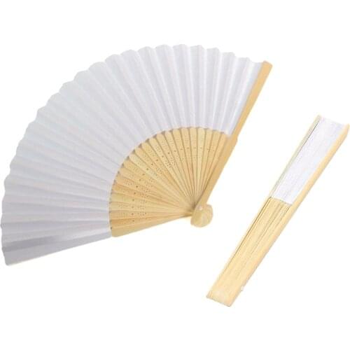 Blank White Diy Paper Bamboo Folding Fan For Hand Practice Calligraphy Painting Drawing Wedding Party Gift Ornaments