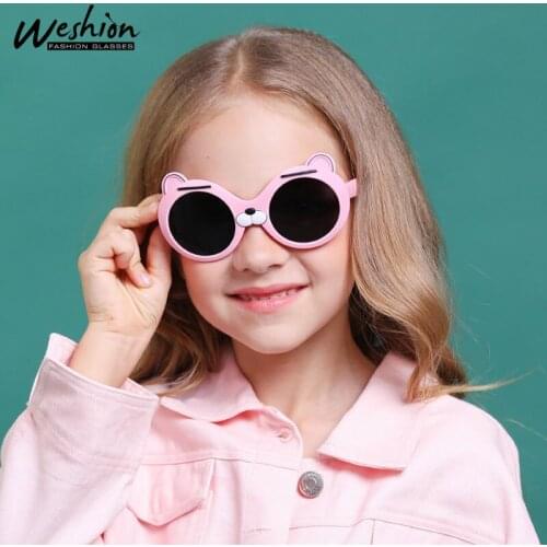 Kids Sunglasses Girls Polarized Cartoon Round Flexible Sun Glasses Lovely Children Eyeglasses For 2-8 Years Old UV Protection