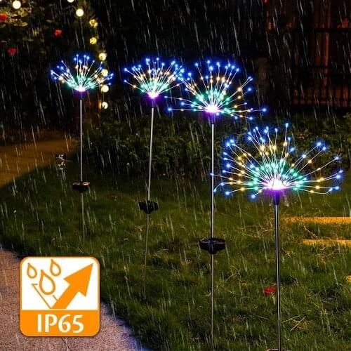Solar LED Remote Control Fireworks Lights Outdoor Waterproof Fairy Garland Light Strip Garden Lawn Christmas Decoration for Home