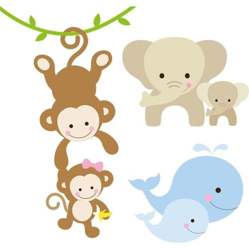 Three Ratels QCF25 Happy animal family Lovely forest childrens Bedroom Nursery home decoration wall sticker