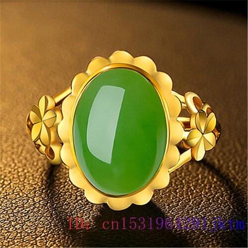 Green Jade Ring Gifts 925 Silver Natural Amulet Gemstone Jewelry Fashion Men Charm Chalcedony Women Crystal Zircon
