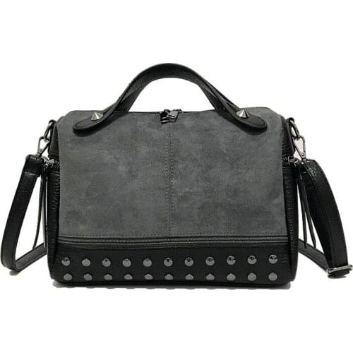 Ladies Large Rivet Messenger Bag New Arrival Nubuck Pu Leather Handbags for Women Casual Female Shoulder Bag Tote Crossbody Bag