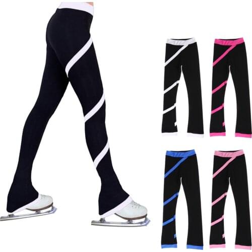 Women Girls Ice Skating Pants Figure Skate Trousers Tights Legging with Fleece Lining Ice Skating Practice Trousers Long Pants