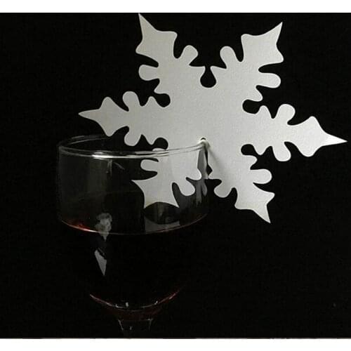 10 Color 50pcs Laser Cut Snowflake Paper Place Card / Escort Card / Cup Card/ Wine Glass Card For Wedding Decoration Favors
