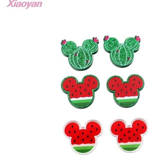 10pcs /lot) 18mm Acrylic Mouse Watermelon For Earrings Laser Cut Animal Jewelry Accessories