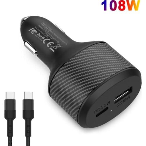 108W USB PD QC3.0 Car Fast Charging Adapter For MacBook Air iPhone 12 Pro Max 11 SAMSUNG XIAOMI Dell HP Nintendo Switch Laptop