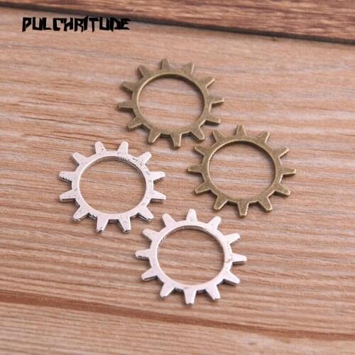 30Pcs 21mm Two Color Metal Alloy Machinery Gear Pendant Jewelry Charm Jewelry Gear Findings