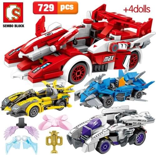 SEMBO 729pcs Creator Series City Car Assembly Building Blocks Electric Racing Car MOC Model Bricks Toys for Children Gift