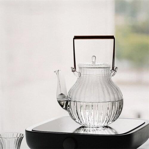 890ML Creative Glass Teapot Tiliang Pot Glass Pot Flower TeaCup Chrysanthemum Petals Copper Handle Heat-resistant Glass Tea Set