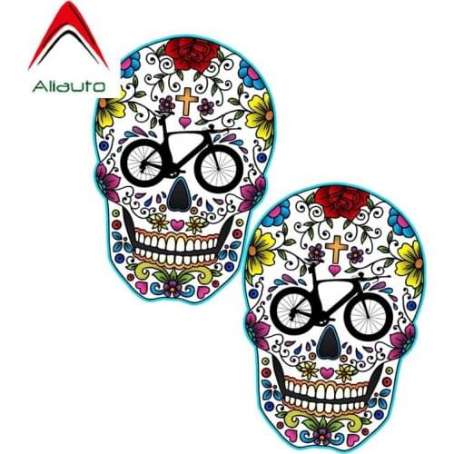 Aliauto 2 X Car Stickers Triathlon Sugar Skull Accessories Personality Vinyl Decal for Suzuki Sx4 Touran Hyundai Prius,9cm*6cm