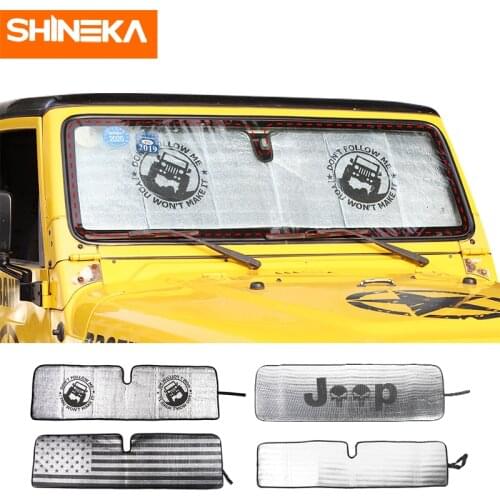 SHINEKA Car Front Windshield Sunshade Anti UV Ray Window Sun Visor Protector Cover Accessories For Jeep Wrangler TJ JK 1997-2017