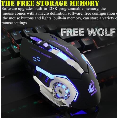 Free wolf Wired Gaming Mouse 7 Button LED 4000 DPI USB Computer Mouse Gamer Mice V5 Silent Mause With Backlight For PC Laptop