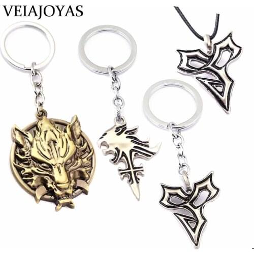 Anime Final Fantasy Keychain Emboss Wolf Head Pendant Key Ring Chaveiro Charm Car Keyring Cosplay Jewelry Souvenir Frre shipping