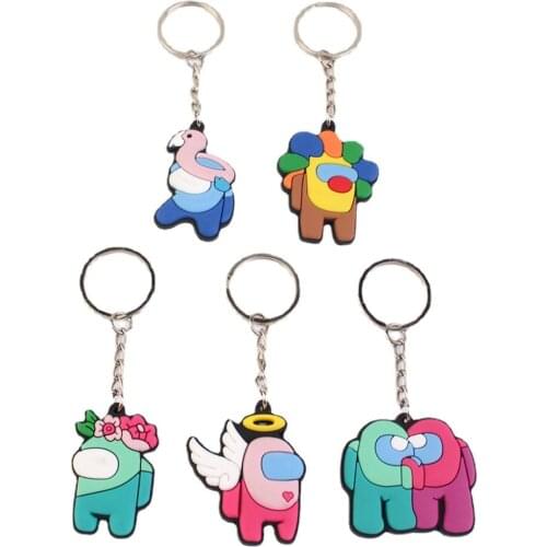 Among of Us Keychain Kid Key Chain Key Ring for Men Women Cute Cartoon Lovely amongus Pvc Keyring Gift
