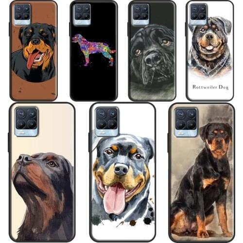 Cartoon Rottweiler Dog Case For OnePlus 9R 8T Nord 7 8 9 Pro Cover For Realme 8 Pro 7i GT Neo C3 C21 6 7 Q3 Pro