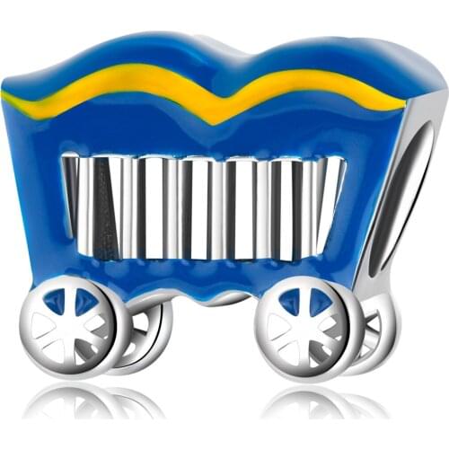 Cyue European S925 Sterling Silver DIY Charm Beads Circus Blue Series Train Carriage For Women Bangle Bracelet Jewelry P0702
