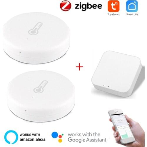Tuya ZigBee Smart Life WiFi Temperature And Humidity Sensor Indoor Hygrometer Thermometer Battery Powered With Alexa Google Home