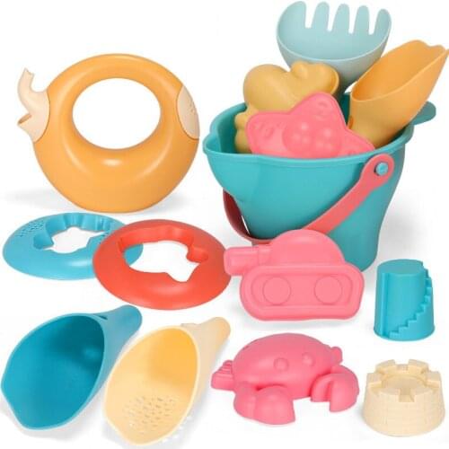 Baby Beach Toys Summer Silicone Soft Kids Mesh Bag Bath Play Set Beach Party Cart Bucket Sand Molds Tool Water Games Gifts