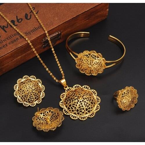 Ethiopian Traditional Jewelry set Necklace and Earrings Ethiopia Gold Eritrea sets for Womens Habesha Wedding bridalparty Gift