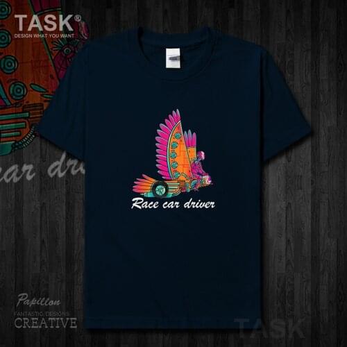 Racer character illustration cartoon funny printed mens t-shirt short sleeve clothe tops racing fan costume cotton tees 03 0002