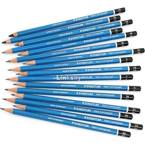 Staedtler Mars Lumograph,Graphite Art Drawing Pencil, Very Hard, Break-Resistant Bonded Lead, 12 Pcs/box, 100 series