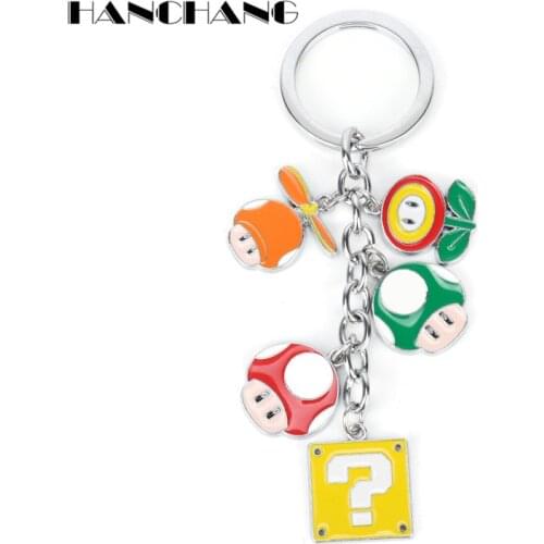 Classic Game Anime Keychain Cartoon Alloy mushroom Flower Pendant Key Chain Car Key Holder Keyring chaveiro Unisex Gift