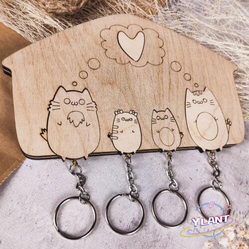 SWT Wallets on the wall "cats", housekeeper, from Wood, from plywood, decor, for home, hooks Wall, housekeeper for the hallway