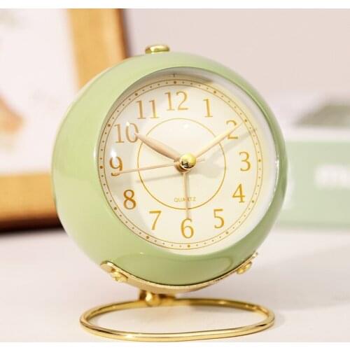 Nordic Metal Alarm Clock for Student Children LED Luminous Simple Desk Clocks Bedside Mute Clock Table Decor Creative Gift