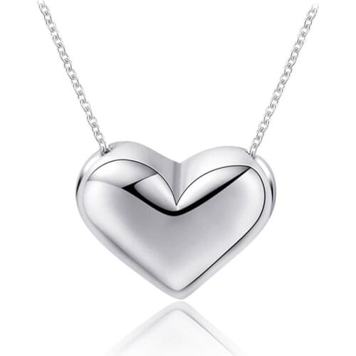 Fashion Popular 925 Sterling Silver Heart Necklace for Women Girl Simple Sweet Wedding Party Gift Jewelry Bijoux Femme
