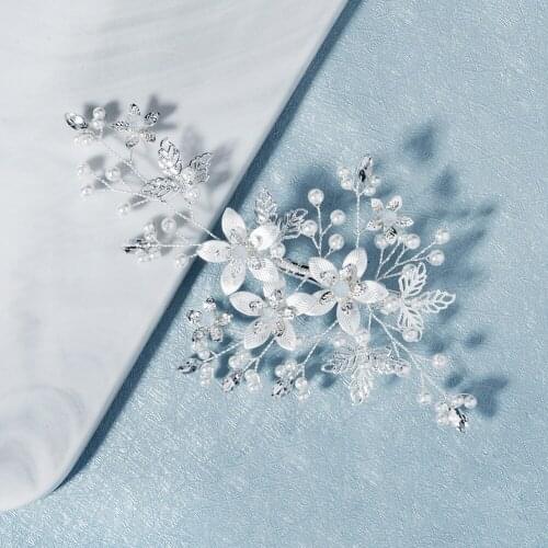 Bride Wedding Hairpin Jewelry Hollow Leaf Side Clip Winding Opal Crystal Hairpin Wedding Plate Hair Headdress