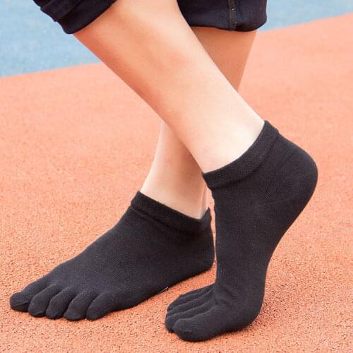 Toe Socks Men Five Fingers Socks Cotton Cycling Ankle Sock Sports Running Solid Color Black White Sox Male Soks High Quality