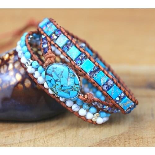 2021 High quality Natural Stones Charm Ocean style Wrap Bracelets vitnge Handmade yoga energy friendship jewelry