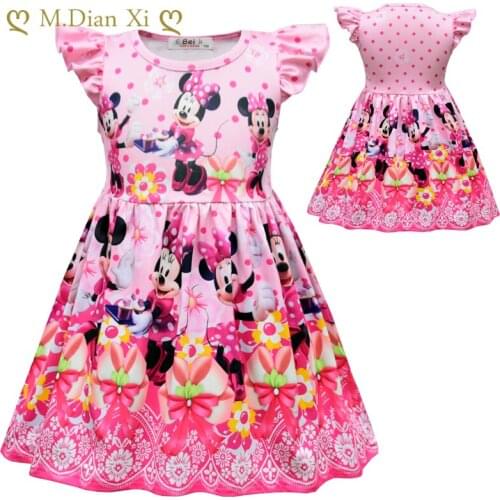 Girls Clothes 2021 Summer Fashion Dress Girl Cartoon Girls Dress Cartoon Minnie Aurora Belle Princess Dresses Halloween Clothes