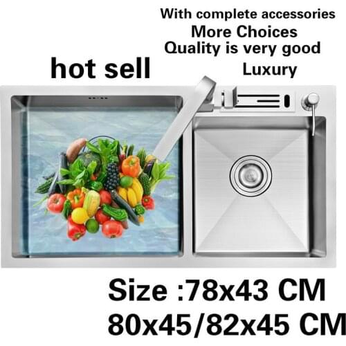 Free shipping Standard individuality kitchen sink durable bouble bowl food-grade stainless steel hot sell 78x43/80x45/82x45 CM