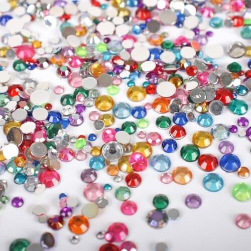 20g 3/4/5/6MM Mix Size Colorful Flatback Round Acrylic Non-Hotfix Rhinestones For DIY Nail Arts Phone Case Decoration Strass
