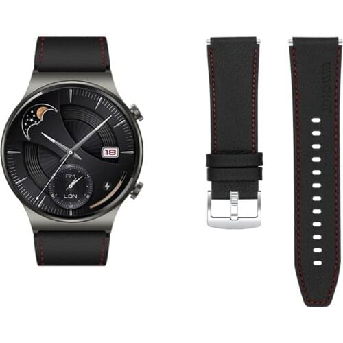 Official 1:1 Leather Watchband For Huawei watch GT 2 46mm/ GT2 Pro/GT 2e/Leather strap 22MM Bracelet for Honor Magic2 46mm watch