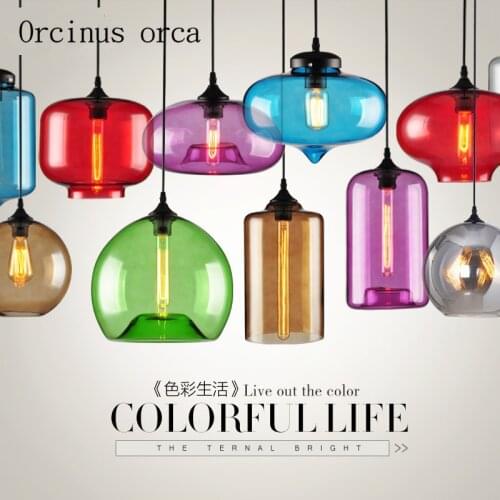 Retro transparent glass small chandelier single head restaurant bar modern goldfish bowl Cafe simple