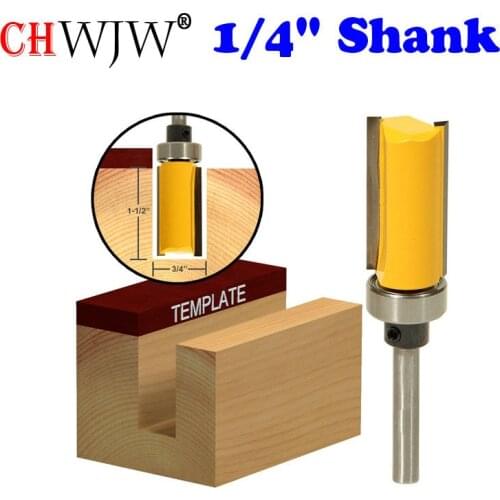1pc Pattern Flush Trim Router Bit 3/4" X 1-1/2" Cutter - 1/4" Shank Woodworking cutter Tenon Cutter for Woodworking Tools